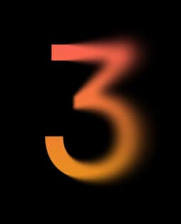 Number 3 with progressive blur gradient effect